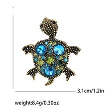 Enamel Turtle Brooch Pin Rhinestone Crystal Ocean Women Gift