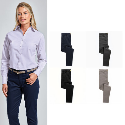 Premier Damen Performance Chino Jeans - 2 Fronttaschen, 2 Gesäßtaschen