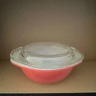 Pyrex Flamingo 080 8 oz Glass Casserole Dish with Lid Round 980-C Vintage
