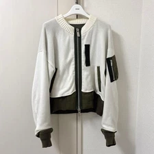 USED SACAI KNIT BLOUSON JACKET DOCKING ACCEPTABLE