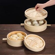 Bamboo Steamer Cooker 14/16/18/20cm Lightweight Chinese Steamer Basket