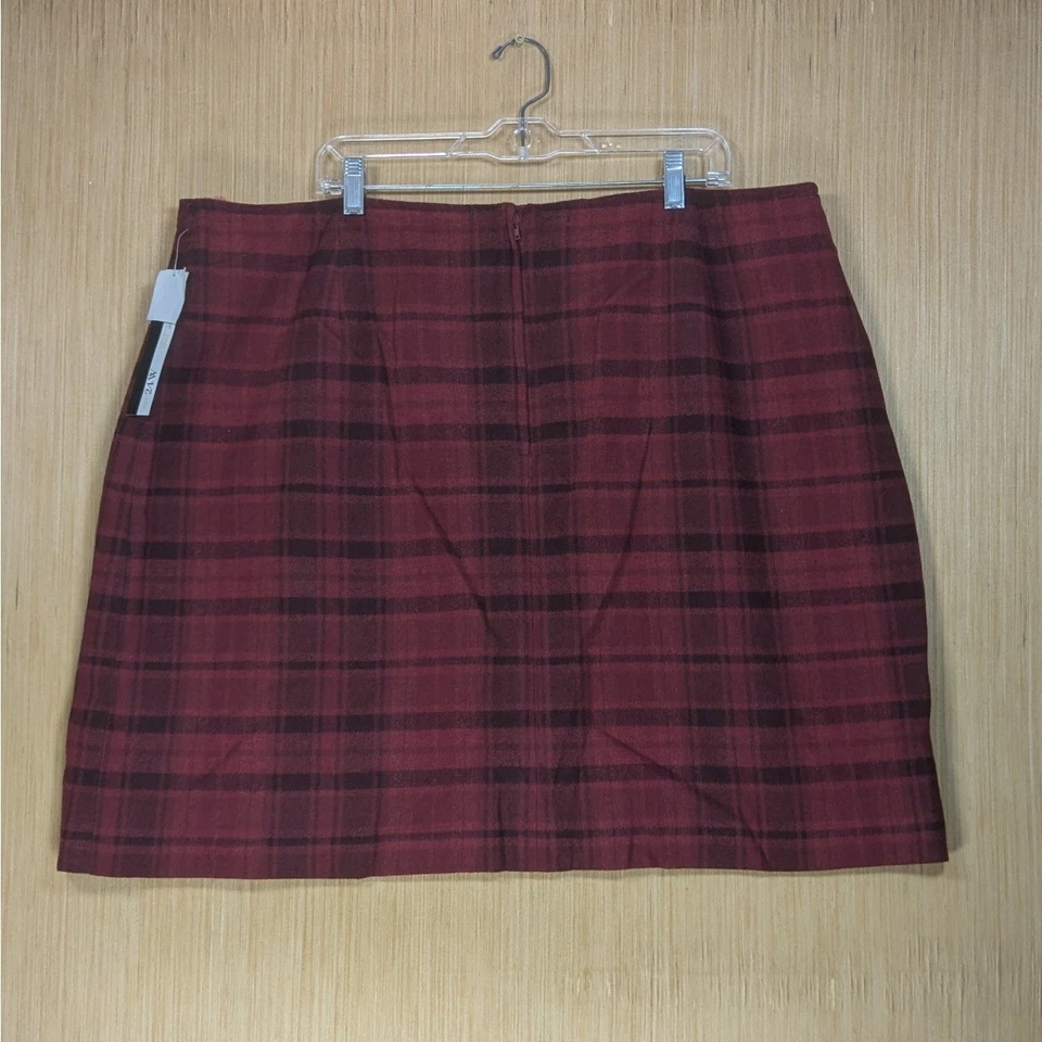 Falda Style & Co Mezcla de Lana a Cuadros Borgoña Oscura Academia Preppy Para Mujer 24W Foto 3 de 4