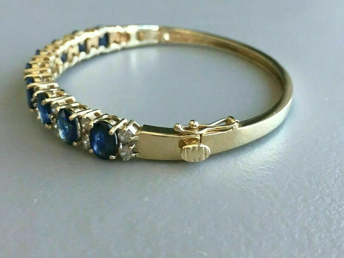 4Ct Oval Cut Sapphire Lab Created Women's Bangle Bracelet 14K Yellow Gold Plated