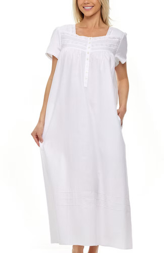 ADR White Cotton Nightgowns for Women, Vintage Victorian Nightgown, Nightgowns