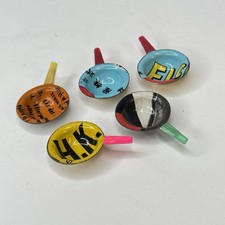 Vintage Upcycled Japanese Toys. Colourful Tin Packing Made Into Toy Saucepans
