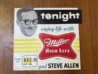 MILLER HIGH LIFE Beer Steve Allen Deadstock Cardboard 3D Display Sign (VTG, 50s)
