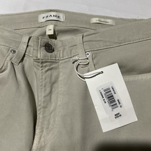 FRAME Denim Men's L'Homme Slim Fit Jeans Brushed Twill in Milk Beige New 34 $228 - Picture 3 of 10