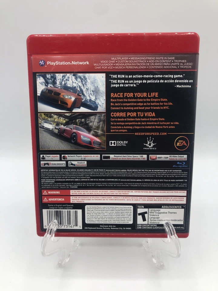 Need for Speed The Run PS3 Greatest Hits (Sony PlayStation 3, 2011) CIB Complete - Image 3 of 4