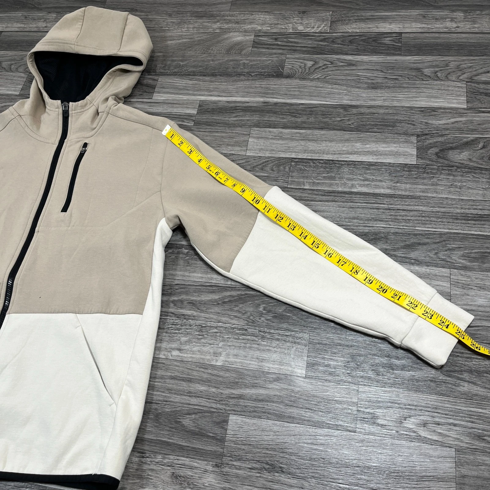 OFF WHITE Felpa con cappuccio uomo DSG full zip manica lunga bianca marrone taglia M