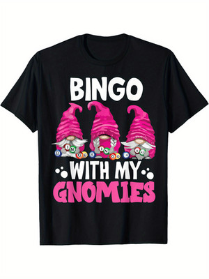 Bingo with My Gnomies Men Bingo Gnome T-Shirt Selected Pure Cotton In