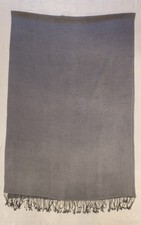 Pashmina Wool and Silk Hand Woven in Nepal Fringed Gray Scarf, 7'x27"