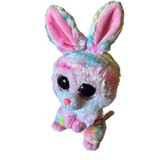 Ty Beanie Boo Lollipop The Bunny Plush Toy 6 inch Rainbow Pastel Glitter Eyes