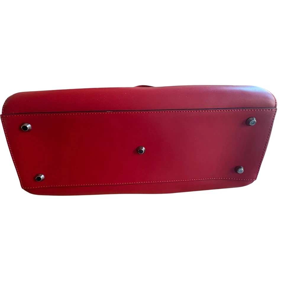 NWOT NICOLI Red Leather Satchel Top Handle Crossbody Italian Made Designer Purse - Image 4 of 4