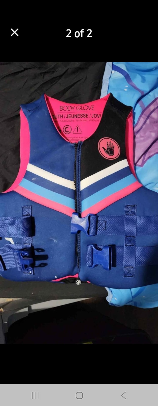 Body Glove Youth Evoprene PFD Life Jacket Vest 55-88 lbs Girl Pink Blue Stripe