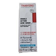 Thayers Double Action Acne Serum Niacinamide Lactic Witch Hazel 10/25 NEW