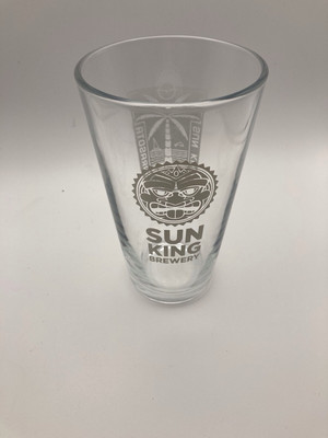 Sun King Brewery Micro Brew Pint Glass Beer Craft Beer Indiana Tiki Palm Tree