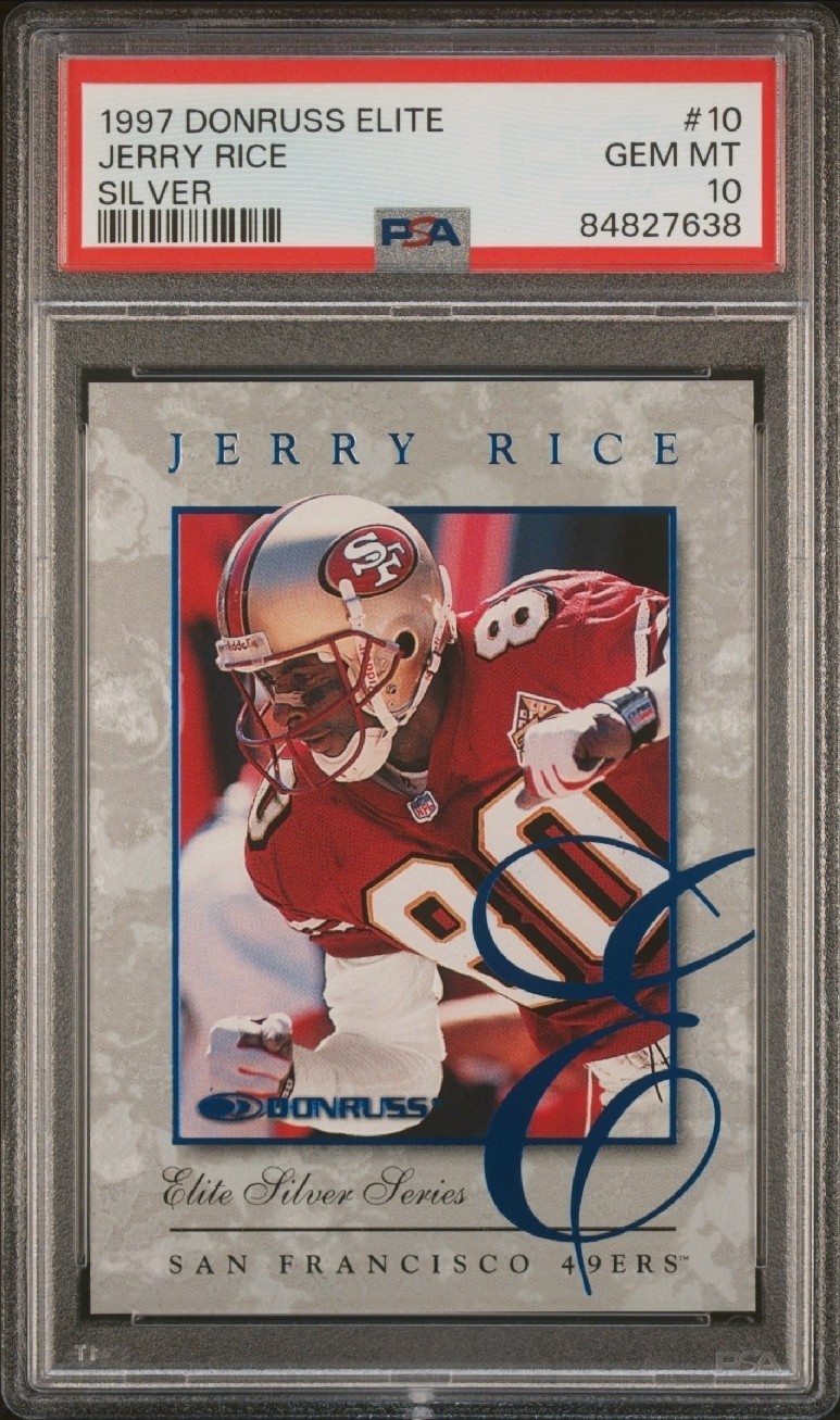 PSA 10 1997 Donruss Elite JERRY RICE #10 SILVER /5000 SF San Francisco 49ers HOF