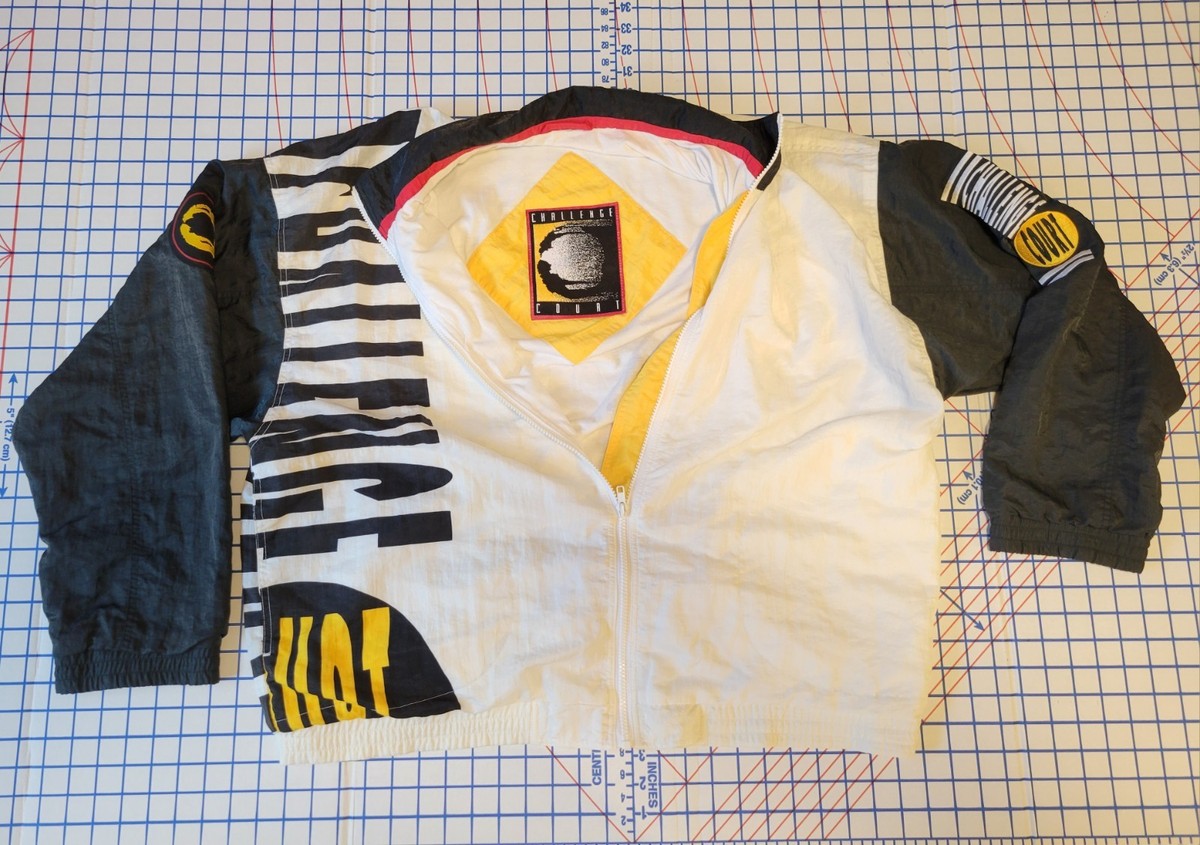 Vintage 1990s Nike Challenge Court Tennis Jacket White Black Sz