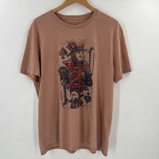 Lucky Brand L King of Spades Burnout Graphic T-Shirt Pink Venice Playing Card