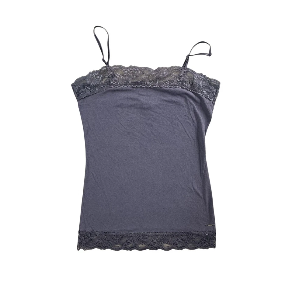 Hang Ten Майка женская средний синий кружевной отделки камзол регулируемые ремни модальный - Изображение 2 из 4