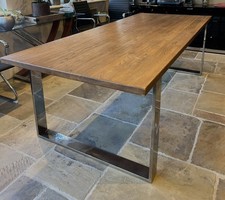 Large Solid Oak Dining Table with Metal Legs Kitchen Dining Room
