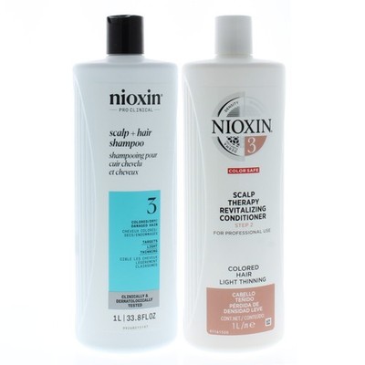 Nioxin System 3 Cleanser + Scalp Therapy 33.8Oz/1Liter DUO (New Packaging)