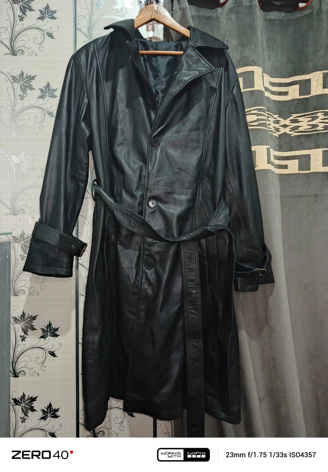 Men's Handmade Lambskin Leather Trench Coat Custom Size Black Brown Long