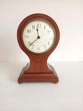 French Beautiful Sweet Antique Mahogany Inlaid 1900`s BALLOON CLOCK Height 19cm