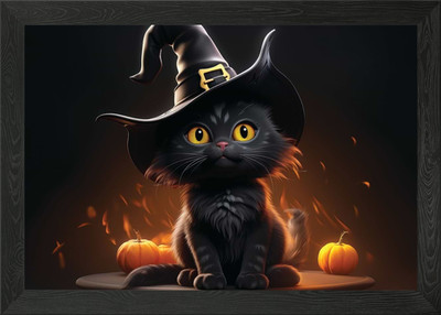 Halloween Katze gerahmtes Wandbild Poster Leinwanddruck Bild