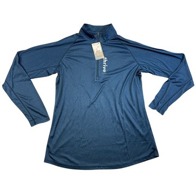 Landway Active-Dry Thrive Mens 2X Blue Heather Quarter Zip Pullover Long Sleeve