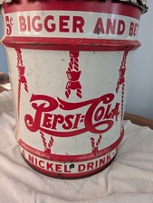 -ANTIQUE- *1940s* Pepsi-Cola syrup barrel 5 gal metal drum 15x15x17