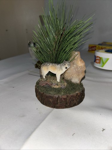Miniature Woodland Wolf Diorama Figurine