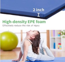 4'x8'x2" Gymnastics Mat Thick Folding Panel Aerobics Exercise Gym Fitness Blue