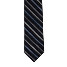 CALVIN KLEIN Boys Tie Navy Blue Gray Striped Young Mens Necktie