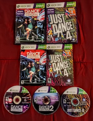 Dance Central 1 2 & Just Dance 4 Xbox 360 Kinect Game Lot. Perfect No Scratches!