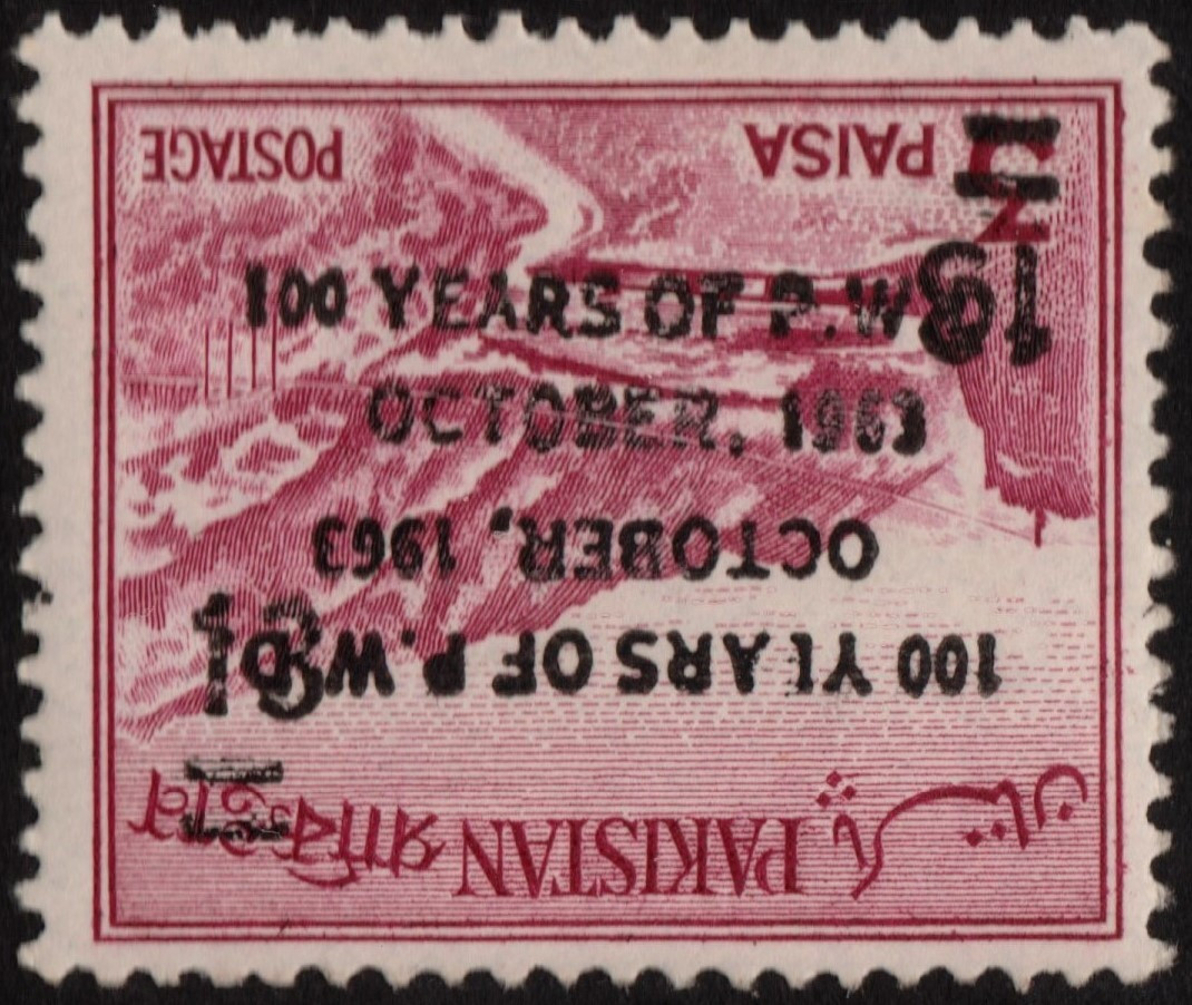 ✔️ PAKISTAN 1963 - PWD OVERPRINT ERROR DOUBLE+REVERSED - SC. 184 MI. 198 MNH