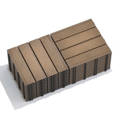 11 Pack WPC Wood Plastic Composite Interlocking Patio Deck Tiles Indoor Outdoor