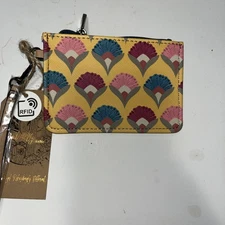 Catchfly Wristlet ID Mini Wallet Card Holder Flowers  Turquoise Pink RFID NWT