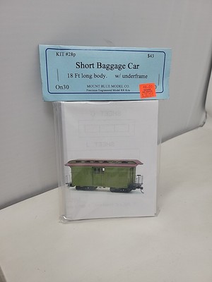 Mount Blue Model Co. Kit #28P ON30 Short Baggage Car 18' long body Kit. NIP