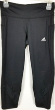 adidas Women Own The Run 3/4 Leggings Cropped Size S Black Athletic