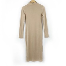 Princess Polly Rib Knit Midi Dress Camel Tan Holiday Party, Size 4