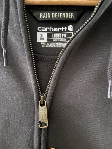 NWT Carhartt Hoodie Mens XL Tall Black Rain Defender Full Zip Up Sweatshirt - Picture 4 of 8