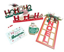Wooden Christmas Tabletop Wall Decor Lot Holiday Signs Cocoa Snowman Noel