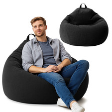Sac de siège 350L noir avec perles EPS remplissage Bean Bag coussin XXL