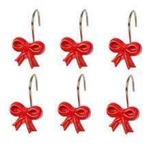 Two Fish Home Fashions Set of 12 Decorative Red Bowknot Resin Shower Curtain ...
