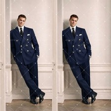 Men's Suits Double Breasted Formal Business Wedding Groomsmen Tuxedo Two Pieces