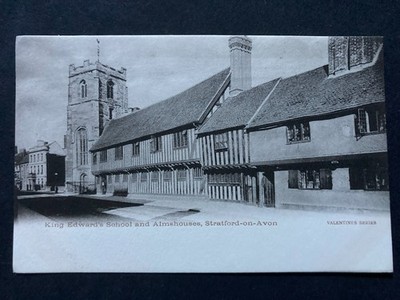 King Edwards Schule & Almshouses Stratford auf Avon Vintage Postkarte E25