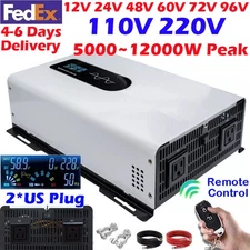 8000W 12000W Pure Sine Wave Power Inverter 12V 24V 48V 60V 72V 96V to 120V 220V