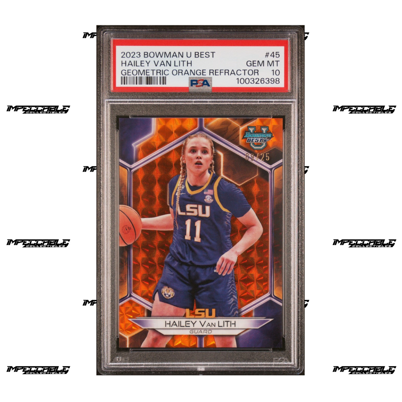 2023-24 Bowman U Best - Orange Geo #45 Hailey Van Lith Rookie /25 PSA 10