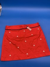 Vineyard Vines Size 16 Red Skirt Stretch Cotton White Sailboat Embroidered New